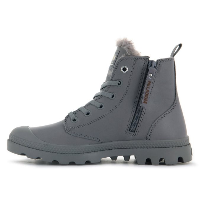 Palladium Pampa Hi Zip Leather S Laarzen Dames Grijs | NL 89AQEIH